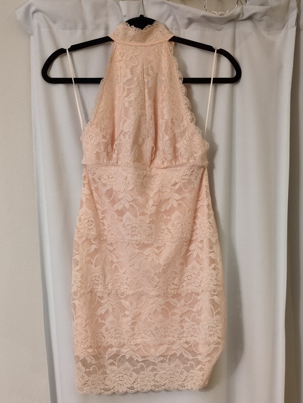 Guess Lace Halter Bodycon Dress - Blush Pink
